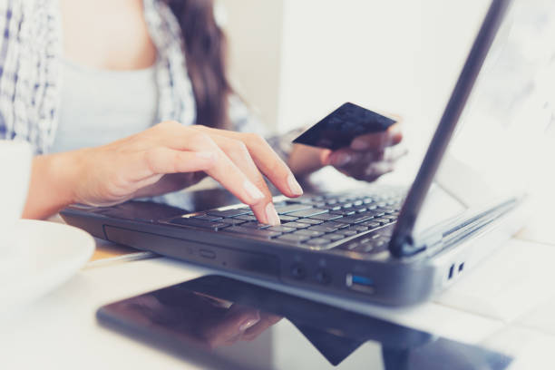 istock Young woman shopping on-line 861622226