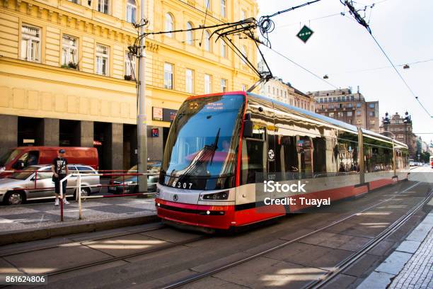 Czechia People And Foreigner Travelers Use Retro Tramway At Ip Pavlova Station Stock Photo - Download Image Now