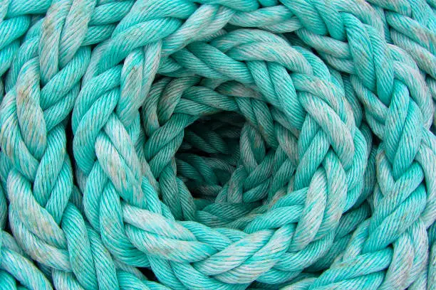 Photo of The light-blue rope is twisted by a ring, background, texture