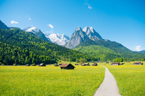 Mountain panorama in front of blue sky (Garmisch - Partenkirchen)
