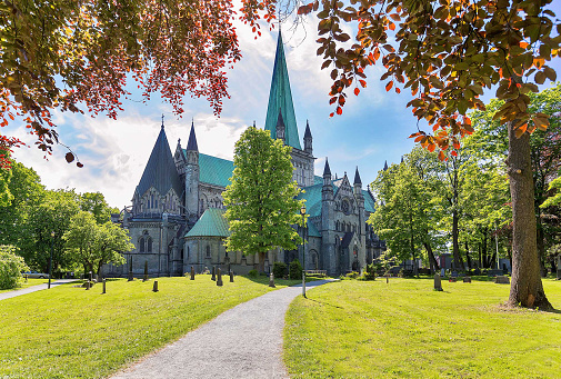 Nidarosdomen cathedral at autumn