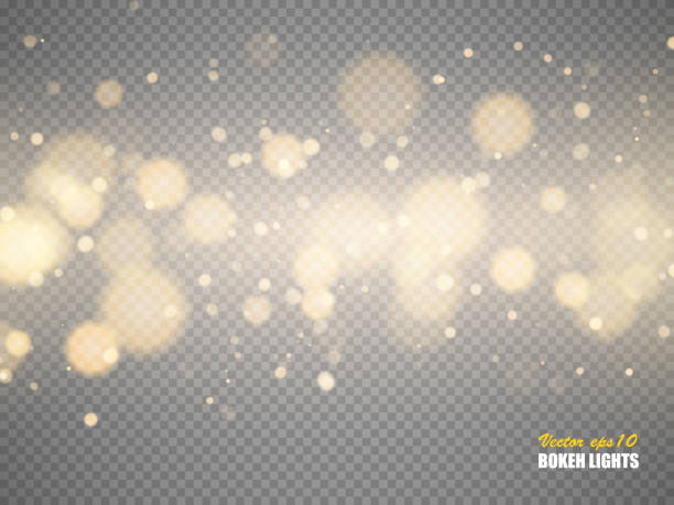 Golden bokeh lights with glowing particles isolated. Vector Golden bokeh lights with glowing particles isolated. Vector illustration gold light flare stock illustrations