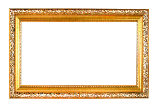 istock Rectangle antique golden frame isolated on white background.Rectangle gold frame isolated.Golden frame isolated 861648274