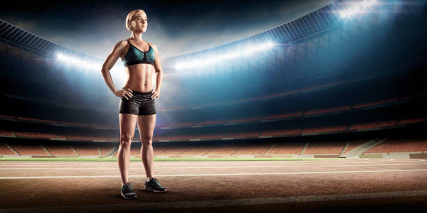 istock fit female athlete on running track before workout 861648506