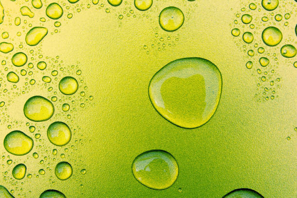 istock Water drops on green and yellow texture background 861652100