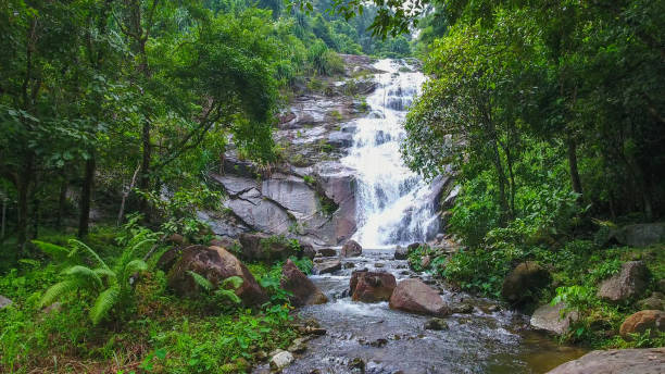 istock Aerial shot tropical forest and  Waterfall  south Thailand 861658562