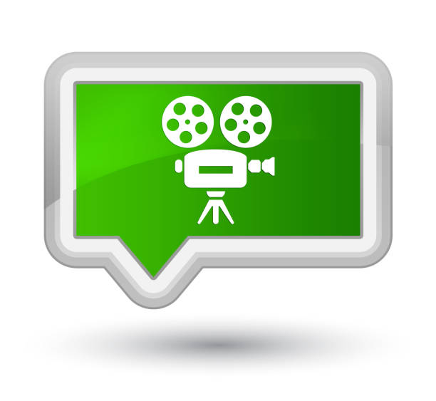 비디오 카메라 아이콘 주요 녹색 배너 버튼 - prime video stock illustrations