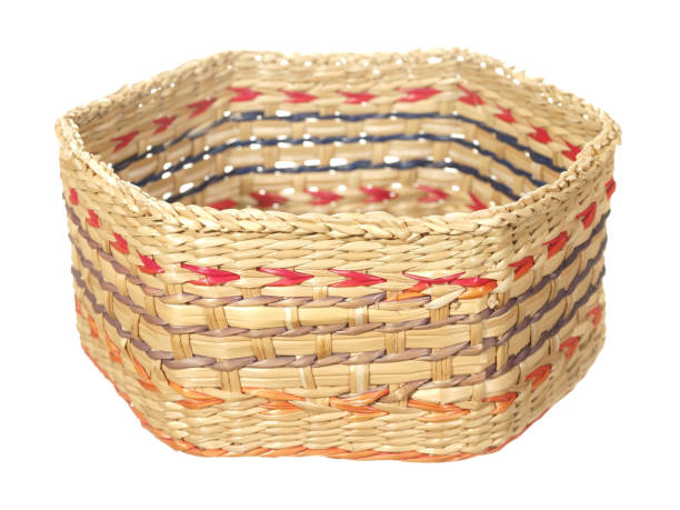 istock Empty decorative basket of hexagonal shape isolated on white background. 861671284