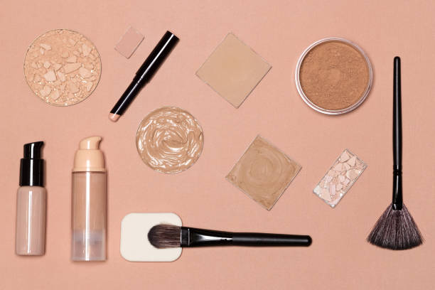 istock Flat lay still life of foundation makeup products 861671444