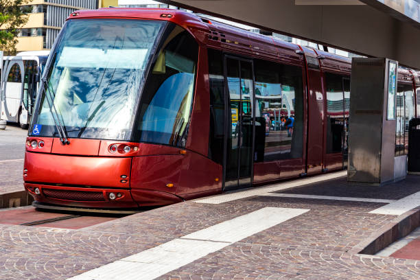 istock modern accessible for the disabled people tram on the station 861681602