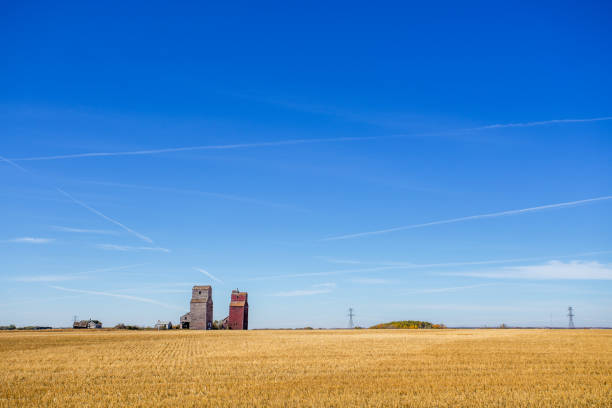 ビンテージ木製穀物貯蔵 - canada saskatchewan grain elevator prairie ストックフォトと画像