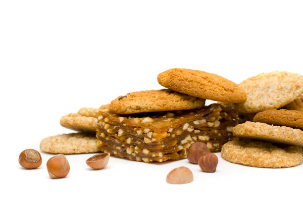 istock chocolate chip cookies, nougat and nuts isolated on a white background 861685668
