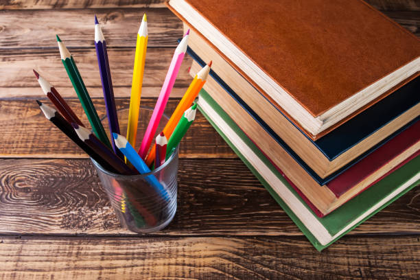 istock Books on the wooden table 861685904