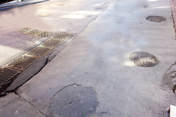 Manhole a manhole on the street very