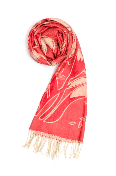 istock red and gold women's scarf with pattern isolated on white 861692390