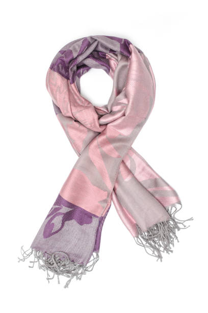 istock pink and purple women's scarf with pattern isolated on white 861692418
