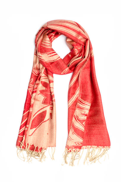 istock red and gold women's scarf with pattern isolated on white 861692462