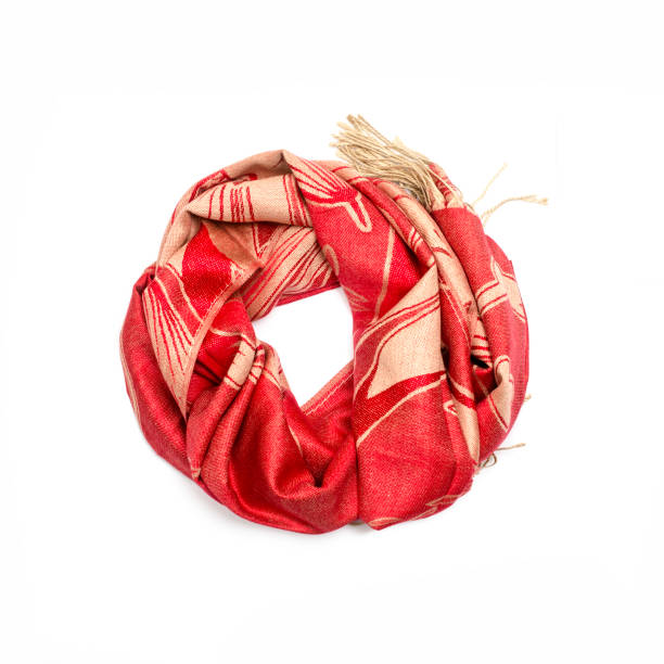 istock red and gold women's scarf with pattern isolated on white 861692506