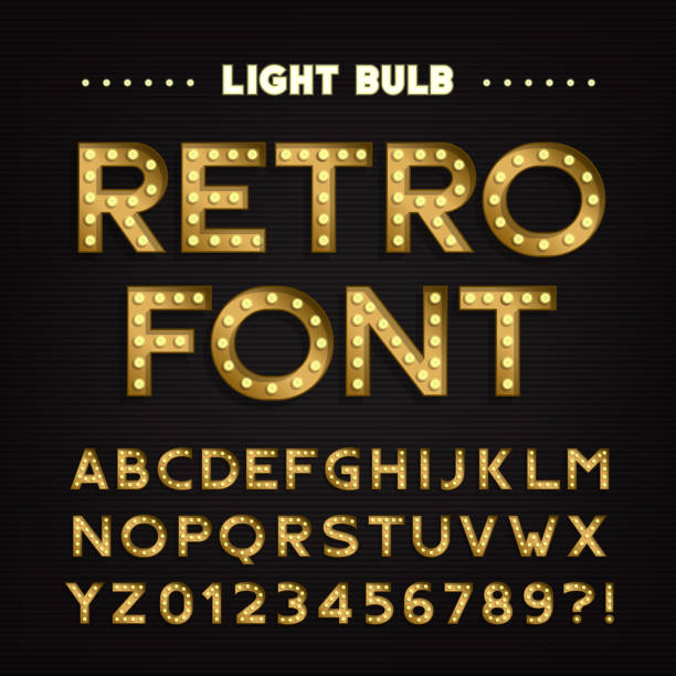 istock Retro sign alphabet. Vintage light bulb type letters and numbers. 861693060