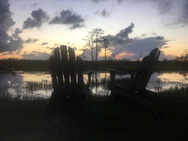 istock Reflection of vibrant sunset in a swamp 861698534