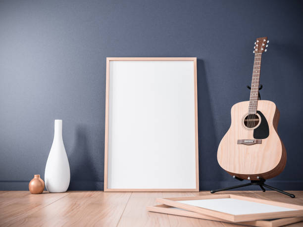 istock Poster Frame Mockup in modern interior, Acoustic Guitar 861699142
