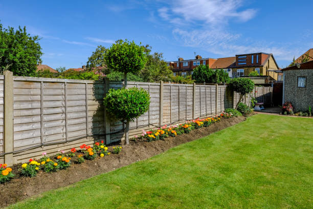 diferencte macizos con cerca - garden fence fotografías e imágenes de stock