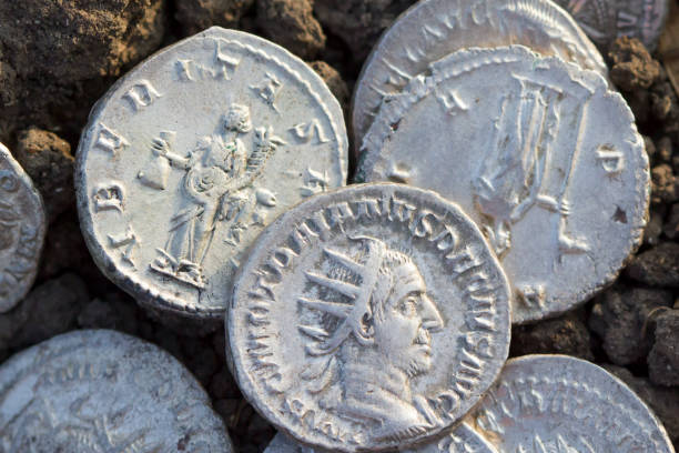 istock Roman silver coins covered in dirt 861708284