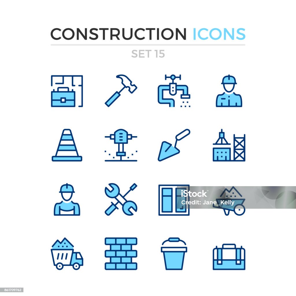 Construction icons. Vector line icons set. Premium quality. Simple thin line design. Stroke, linear style. Modern outline symbols, pictograms Icon Symbol stock vector