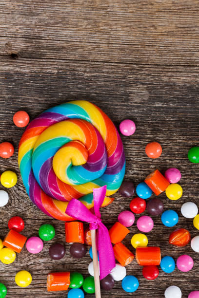 istock Colorful candies on wood 861712344
