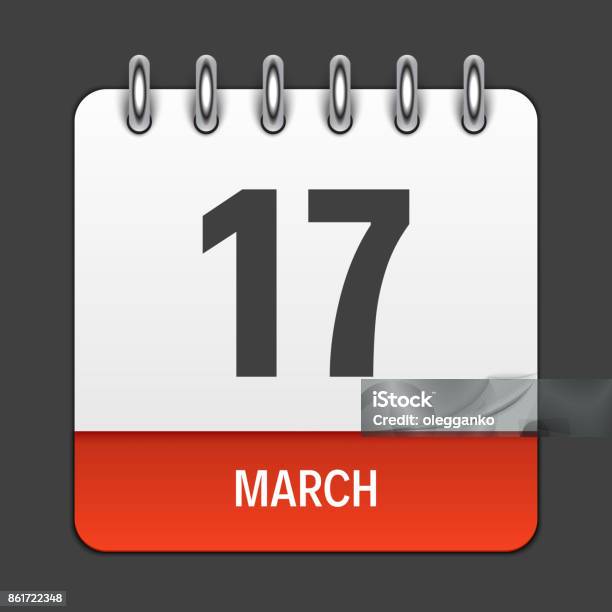March 17 Calendar Daily Icon Vector Illustration Emblem Element Of Design For Decoration Office Documents And Applications Logo Of Day Date Month And Holiday Stpatrick S Day Stock Illustration - Download Image Now
