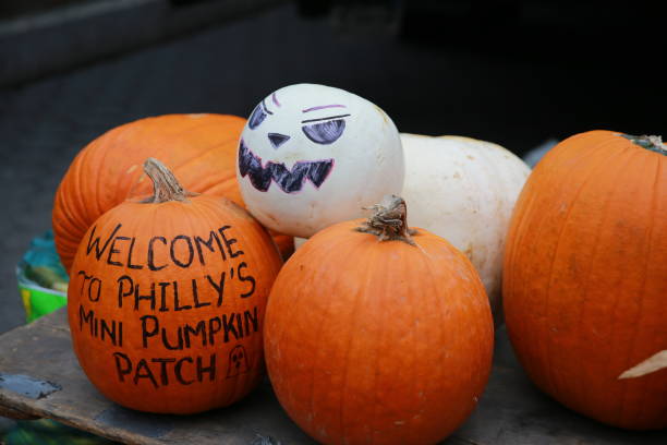 istock Pumpkins on display at a farmers market 861726080