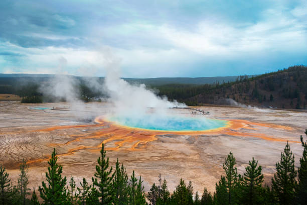 Yellowstone Grand Prismatic Spring Yellowstone Grand Prismatic Spring midway geyser basin stock pictures, royalty-free photos & images