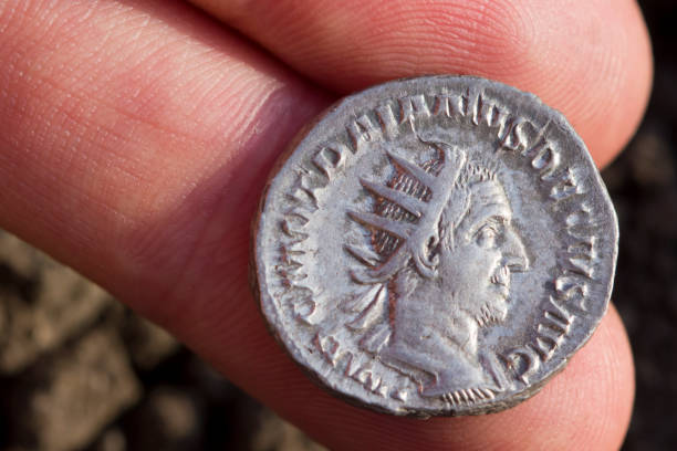 istock Roman silver coins covered in dirt 861736248