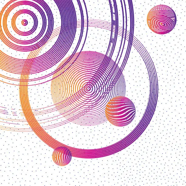 Vector illustration of Futuristic concentric circles half tone pattern background