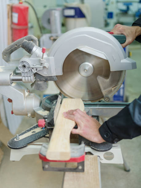 istock Circular saw with protection so as not to hurt yourself 861749224