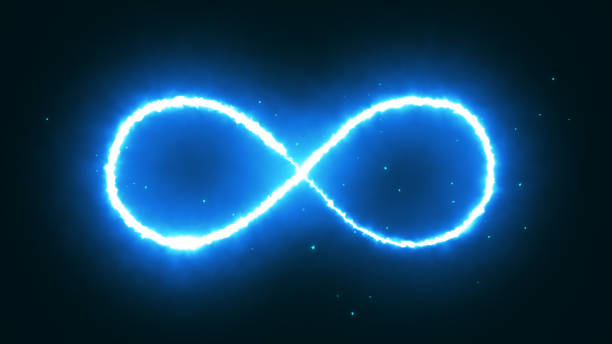 istock Illustration appearance of infinity shape from blue fire on dark background. 861749308