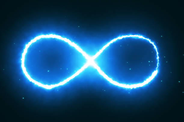 istock Illustration appearance of infinity shape from blue fire on dark background. 861749328