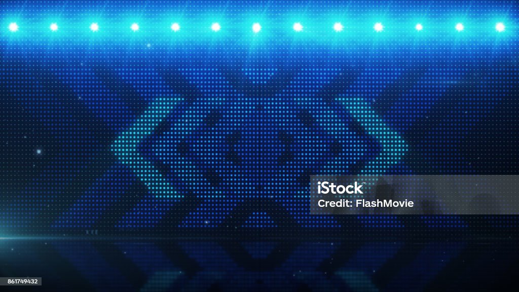 Flickering light background with arrows. Abstract digital backdrop. Technology 3d rendering. Floodlight Stock Photo