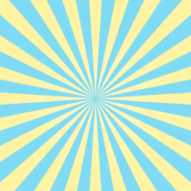 Vector illustration of Abstract light yellow and blue sun rays background. Vector.