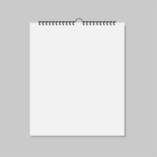 Vector illustration of Realistic mockup blank wall calendar. Vector illustration.