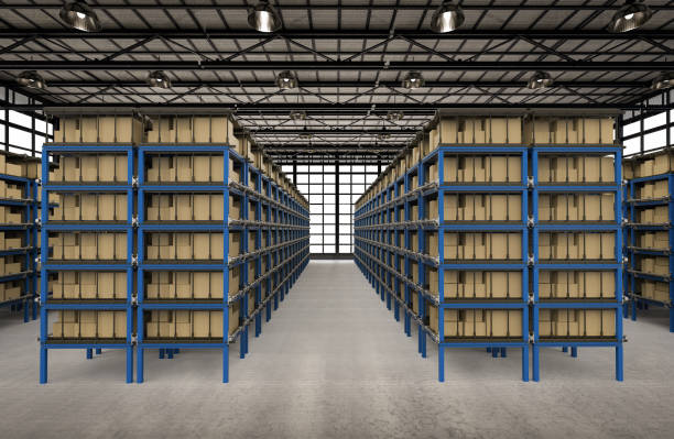 istock racks full of carton boxes 861762628