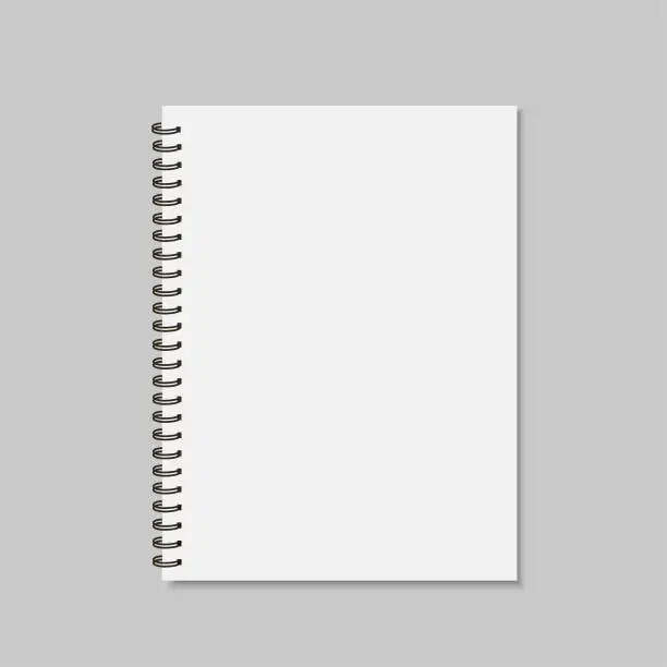 Vector illustration of Realistic spiral notepad blank mockup. Vector illustration.