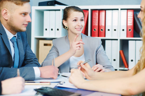istock Modern lawyers discussing working problems. Serious business and partnership, job offer, financial success concept 861770086