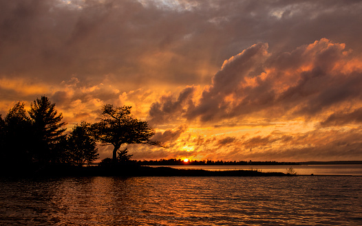 Detroit Point summer sunset, Higgins Lake Michigan
