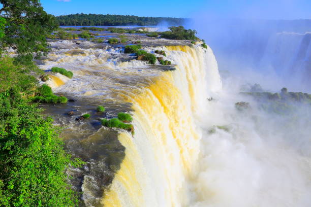 istock Impressive Iguacu falls landscape, dramatic beauty in nature landscape - Idyllic Devil's Throat - international border of Brazilian Foz do Iguacu, Parana, Argentina Puerto Iguazu, Misiones and Paraguay - South America 861778718