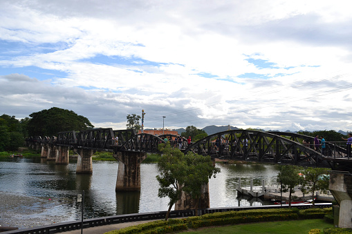 Closer walk to the famous sightseeing spots around Kanchanaburi, Thailand. This one is the infamous River Kwai Bridge. Reachable by bus from Bangkok. Pic was taken in August 2015.