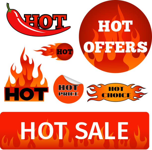 illustrazioni stock, clip art, cartoni animati e icone di tendenza di badge vettoriali negozio prodotto hot sale migliori adesivi prezzo acquistare commercio pubblicità tag sconto promozione illustrazione vettoriale - fire button