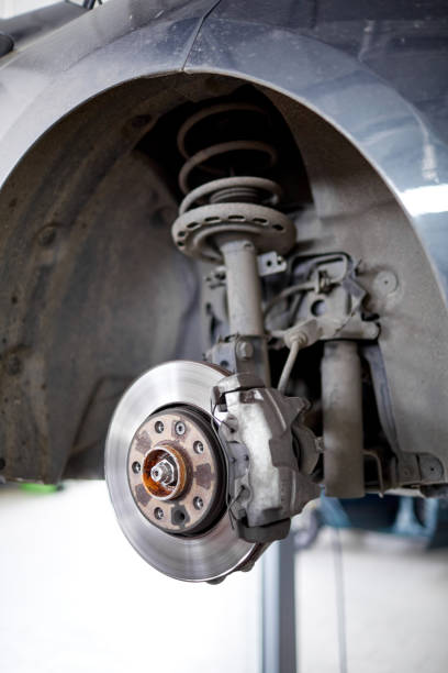 istock Disc brakes of the car close-up after use 861804452