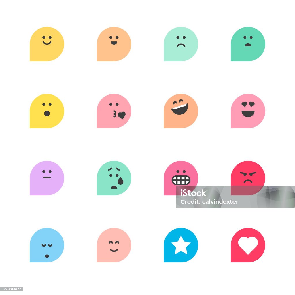 Set of basic emoticons reactions Vector illustration of a collection of cute emoticons reactions Anthropomorphic Smiley Face stock vector