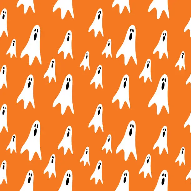 Vector illustration of Ghosts Flying Seamless Pattern